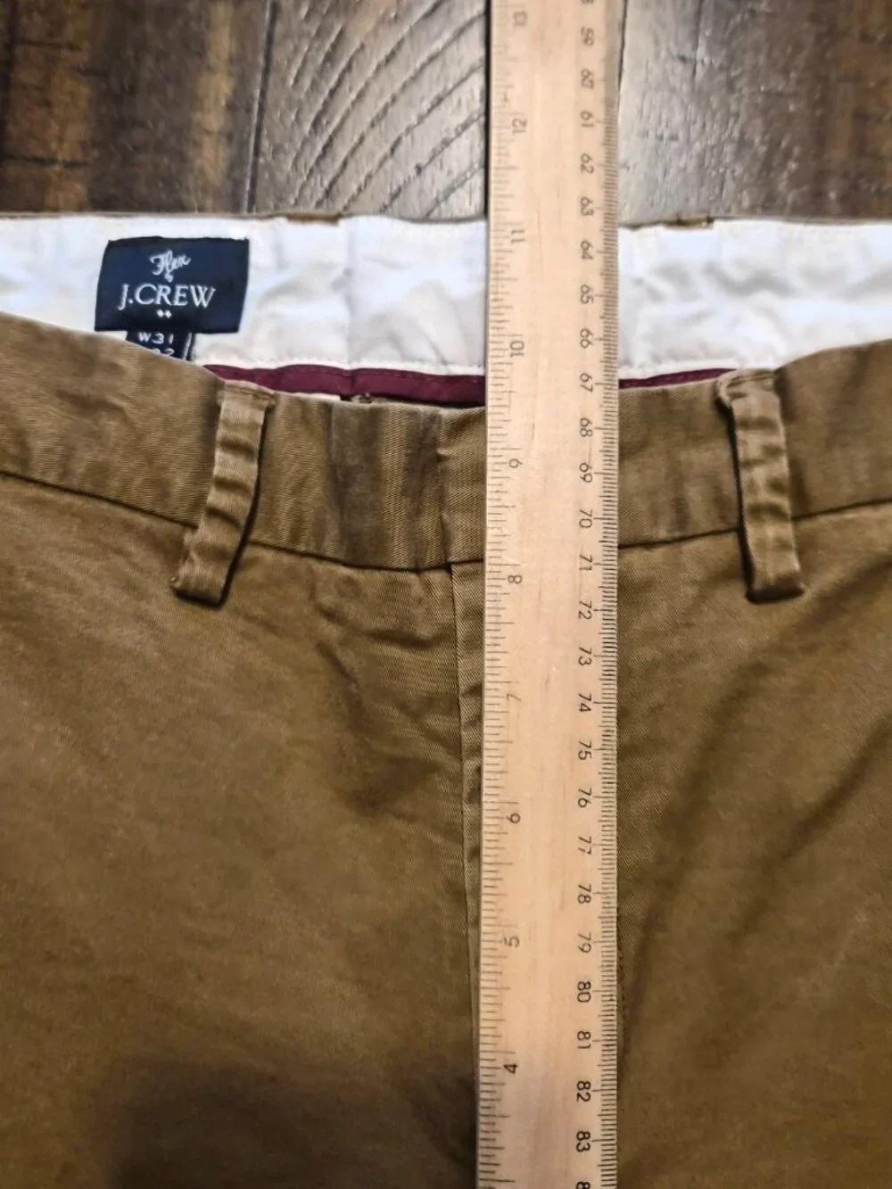 Flex By J Crew Mens Chino Pants Brown Size 31x31 Hemmed Khaki Stretch G486